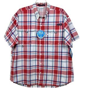 Columbia PFG Super Bahama shirt men’s 2XL Omni shade mesh Vented, Plaid fishing
